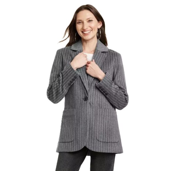 Universal Thread Gray Striped Relaxed Fit Single Breasted Blazer -- Size XS - Picture 1 of 5